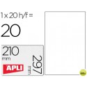 ETIQUETAS ADHESIVAS APLI DE POLIESTER RESISTENTE A LA INTEMPERIE PARA IMPRESORA LASER 210X297 MM