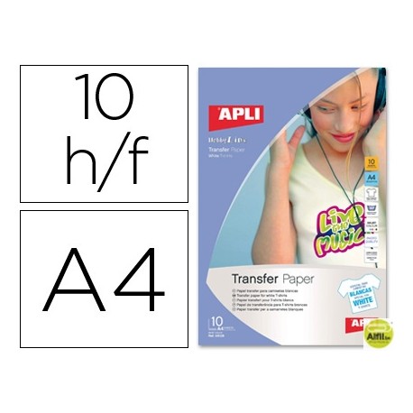 PAPEL TRANSFER PARA CAMISETAS BLANCAS TAMA¾O A-4 PRESENTADA EN CARPETA DE 10 HOJAS