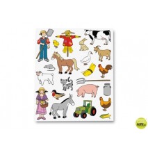 GOMETS ESCOLAR TEMATICO -LA GRANJA-ADHESIVO REMOVIBLE BOLSA DE 3 HOJAS.