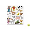 GOMETS ESCOLAR TEMATICO -LA GRANJA-ADHESIVO REMOVIBLE BOLSA DE 3 HOJAS.
