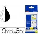 CINTA BROTHER TZE-S121 TRANSPARENTE-NEGRO 9MM LONGITUD 8 MT SUPERADHESIVA