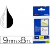 CINTA BROTHER TZE-S121 TRANSPARENTE-NEGRO 9MM LONGITUD 8 MT SUPERADHESIVA