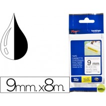 CINTA BROTHER TZE-S221 BLANCO-NEGRO 9MM LONGITUD 8 MT SUPERADHESIVA