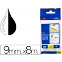 CINTA BROTHER TZE-S221 BLANCO-NEGRO 9MM LONGITUD 8 MT SUPERADHESIVA