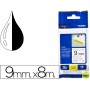 CINTA BROTHER TZE-S221 BLANCO-NEGRO 9MM LONGITUD 8 MT SUPERADHESIVA