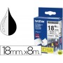 CINTA BROTHER TZ-S241 BLANCO-NEGRO 18MM LONGITUD 8 MT SUPERADHESIVA