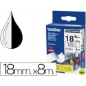 CINTA BROTHER TZ-S241 BLANCO-NEGRO 18MM LONGITUD 8 MT SUPERADHESIVA