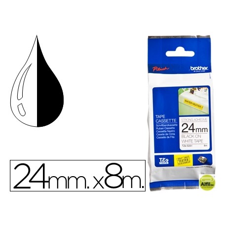 CINTA BROTHER TZE-S251 BLANCO-NEGRO 24MM LONGITUD 8 MT SUPERADHESIVA