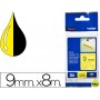 CINTA BROTHER TZE-S621 AMARILLO-NEGRO 9MM LONGITUD 8 MT SUPERADHESIVA
