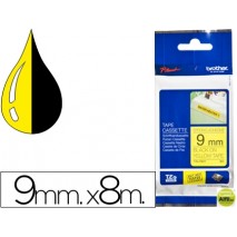 CINTA BROTHER TZE-S621 AMARILLO-NEGRO 9MM LONGITUD 8 MT SUPERADHESIVA