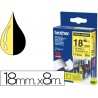 CINTA BROTHER TZ-S641 AMARILLO-NEGRO 18MM LONGITUD 8 MT SUPERADHESIVA