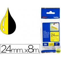 CINTA BROTHER TZE-S651 AMARILLO-NEGRO 24MM LONGITUD 8 MT SUPERADHESIVA