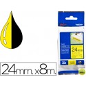 CINTA BROTHER TZE-S651 AMARILLO-NEGRO 24MM LONGITUD 8 MT SUPERADHESIVA