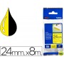 CINTA BROTHER TZE-S651 AMARILLO-NEGRO 24MM LONGITUD 8 MT SUPERADHESIVA