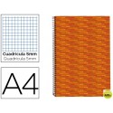 BLOC ESPIRAL LIDERPAPEL A4 MICRO MULTILIDER TAPA FORRADA 140H 70G CUADRO 5MM 5 BANDAS 4 TALADROS. NA
