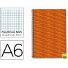 BLOC ESPIRAL LIDERPAPEL A6 MICRO MULTILIDER TAPA FORRADA 140H 70G CUADRO 5MM 5 BANDAS. NARANJA