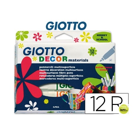 ROTULADOR GIOTTO DECOR MATERIALS -CAJA DE 12 COLORES SURTIDOS