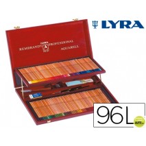 LAPICES DE COLORES LYRA REMBRANDT ACUARELABLE 96 COLORES ESTUCHE MADERA+LAPIZ NEGRO+CUCHILLA+TABLA