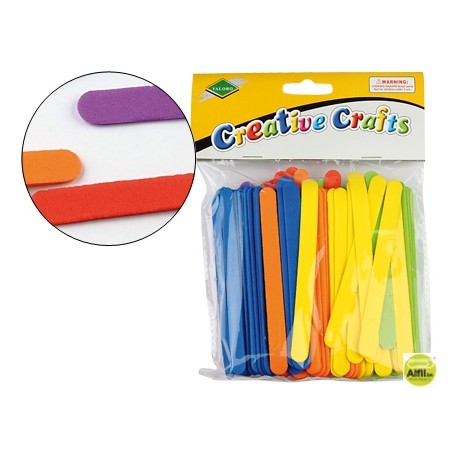 PALILLOS PARA POLO GOMA EVA 11 X 1 CM BLISTER DE 150 UNIDADES COLORES SURTIDOS