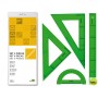 JUEGO ESCUADRA CARTABON REGLA 30 CMS Y SEMICIRCULO EN PETACALIDERPAPEL VERDE