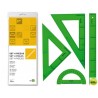 JUEGO ESCUADRA CARTABON REGLA 30 CMS Y SEMICIRCULO EN PETACALIDERPAPEL VERDE