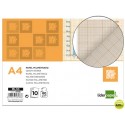 PAPEL DIBUJO LIDERPAPEL 210X297MM 80G/M2 MILIMETRADO PACK DE 10