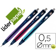 PORTAMINAS LIDERPAPEL 0.5 MM CON PUNTA RETRACTIL Y SUJECIONDE CAUCHO COLORES SURTIDOS