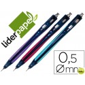 PORTAMINAS LIDERPAPEL 0.5 MM CON PUNTA RETRACTIL Y SUJECIONDE CAUCHO COLORES SURTIDOS