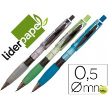 PORTAMINAS LIDERPAPEL 0.5 MM CON GOMA Y SUJECION SOFT COLORES SURTIDOS