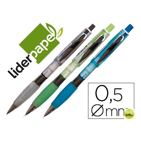 PORTAMINAS LIDERPAPEL 0.5 MM CON GOMA Y SUJECION SOFT COLORES SURTIDOS