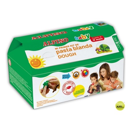 PASTA PARA MODELAR ALPINO -SET 6 BOTES+10 MOLDES+RODILLO+MANTEL