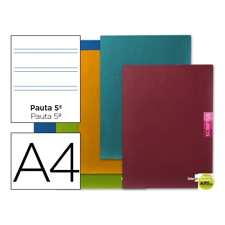 LIBRETA LIDERPAPEL SCRIPTUS A4 48 HOJAS 90G/M2 PAUTA 5Ë 2.5MM CON MARGEN