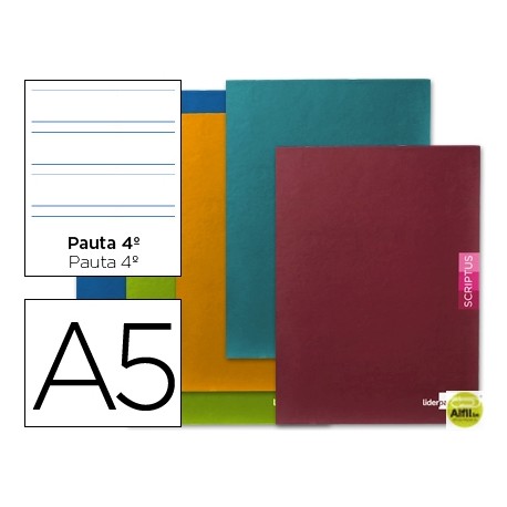 LIBRETA LIDERPAPEL SCRIPTUS A5PLUS 48 HOJAS 90G/M2 PAUTA 4Ë3.5 MM. CON MARGEN