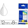 CINTA BROTHER TZE-135 TRANSPARENTE-BLANCO 12MM LONGITUD 8 MT
