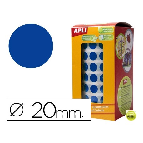 GOMETS AUTOADHESIVOS CIRCULARES 20MM AZUL EN ROLLO