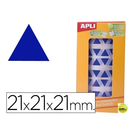 GOMETS AUTOADHESIVOS TRIANGULARES 21X21X21 MM AZUL EN ROLLO