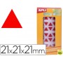 GOMETS AUTOADHESIVOS TRIANGULARES 21X21X21 MM ROJO EN ROLLO