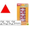 GOMETS AUTOADHESIVOS TRIANGULARES 21X21X21 MM ROJO EN ROLLO