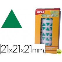 GOMETS AUTOADHESIVOS TRIANGULARES 21X21X21 MM VERDE EN ROLLO