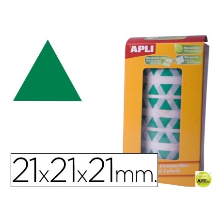 GOMETS AUTOADHESIVOS TRIANGULARES 21X21X21 MM VERDE EN ROLLO