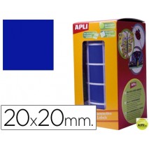GOMETS AUTOADHESIVOS CUADRADAS 20X20 MM AZUL EN ROLLO