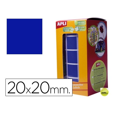 GOMETS AUTOADHESIVOS CUADRADAS 20X20 MM AZUL EN ROLLO