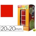 GOMETS AUTOADHESIVOS CUADRADAS 20X20 MM ROJO EN ROLLO