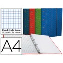 CARPETA CON RECAMBIO LIDERPAPEL A4 CUADRO 5MM FORRADA 4 ANILLAS 20MM
