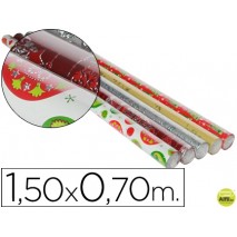 PAPEL FANTASIA NAVIDAD HOLOGRAFICO ROLLO DE 1,50X0,70 MT SURTIDOS