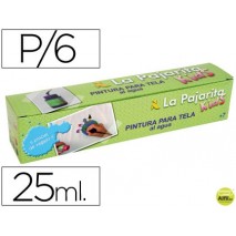 PINTURA PARA TELA LA PAJARITA -SET DE 6 COLORES SURTIDOS+ PINCEL