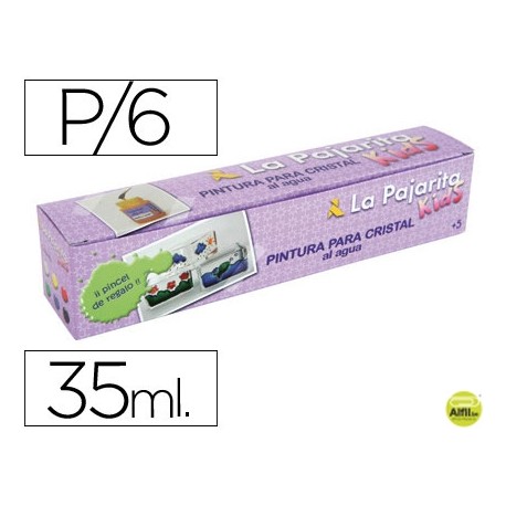 PINTURA LACA CRISTAL LA PAJARITA -SET DE 6 COLORES SURTIDOS +PINCEL