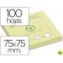 BLOC DE NOTAS ADHESIVAS QUITA Y PON Q-CONNECT 75X75 MM PAPEL RECICLADO AMARILLO