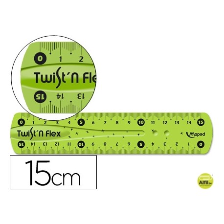 REGLA PLASTICO FLEXIBLE MAPED DE 15 CM COLORES SURTIDOS