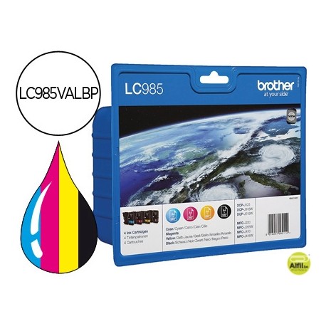 INK-JET BROTHER LC-985VAL 4 COLORES VALUE PACK NEGRO/CIAN/MAGENTA/AMARILLO DCP-J315W